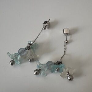 Kate Spade Silver and Blue Floral Earrings